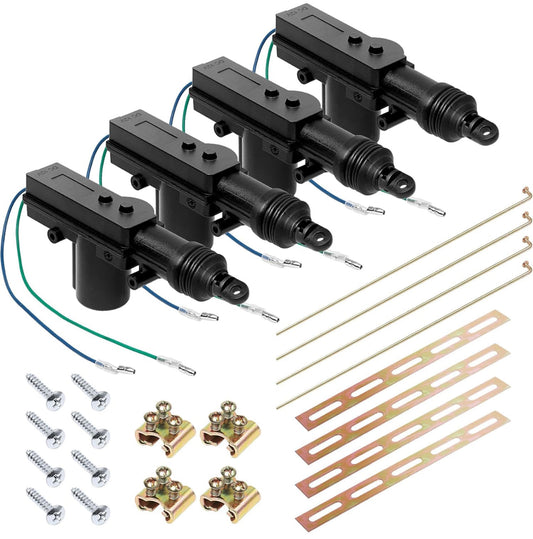 Rynx | Universal Car High Performance Door Central Locking System, Robust Durable High Performance Door Lock Kit Actuator 2 Wire 12 Volt, Package with 4