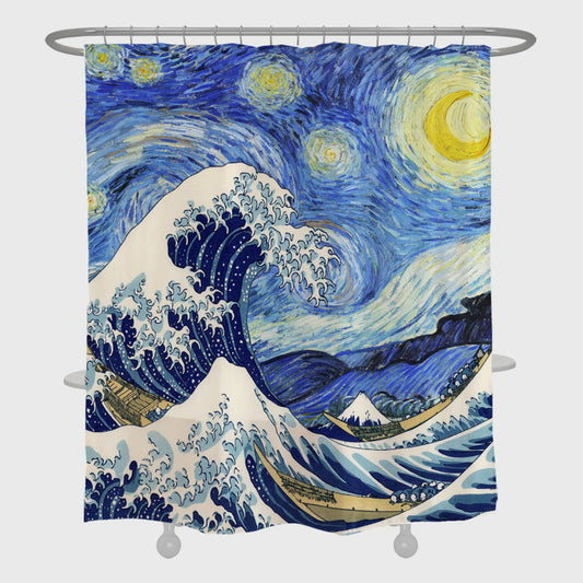 Rynx | Blue Waves Monet Style Shower Curtain