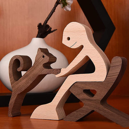 Rynx | Gift for Animal Lovers - Wooden Sculpture Table Ornaments - The Love Between You and Your Furry Friend