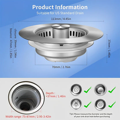 Rynx | Upgrade 3-in-1 Kitchen Sink Drain Strainer
