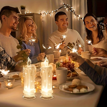 Rynx | 2/3pcs LED Flameless Candle Set - Realistic Flickering Effect, Battery-Operated, Columnar Design - Perfect for Halloween, Family Gatherings, Candlelight Dinners, Weddings, Birthdays, Ambient Lighting