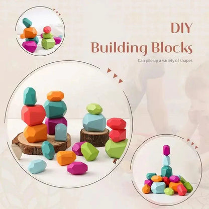 Rynx | Colorful Wooden Building Blocks Set for Creative Learning and Logical Development
