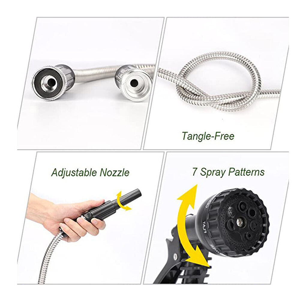 RYNX | 30m Garden Hose Stainless Steel Metal Super Tough & Flexible Water Hose