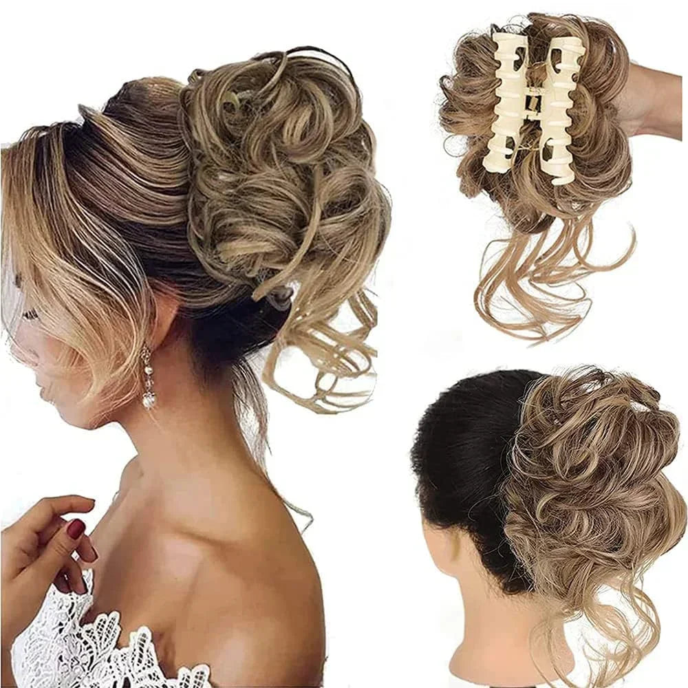 RYNX | Curlybun: Instant Curled Bun Hair Clip Blond & Dark Brown
