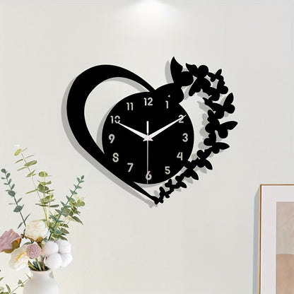 Rynx | Silent Heart-Shaped Acrylic Wall Clock - Frameless Love Design for Living Room, Bedroom & Office