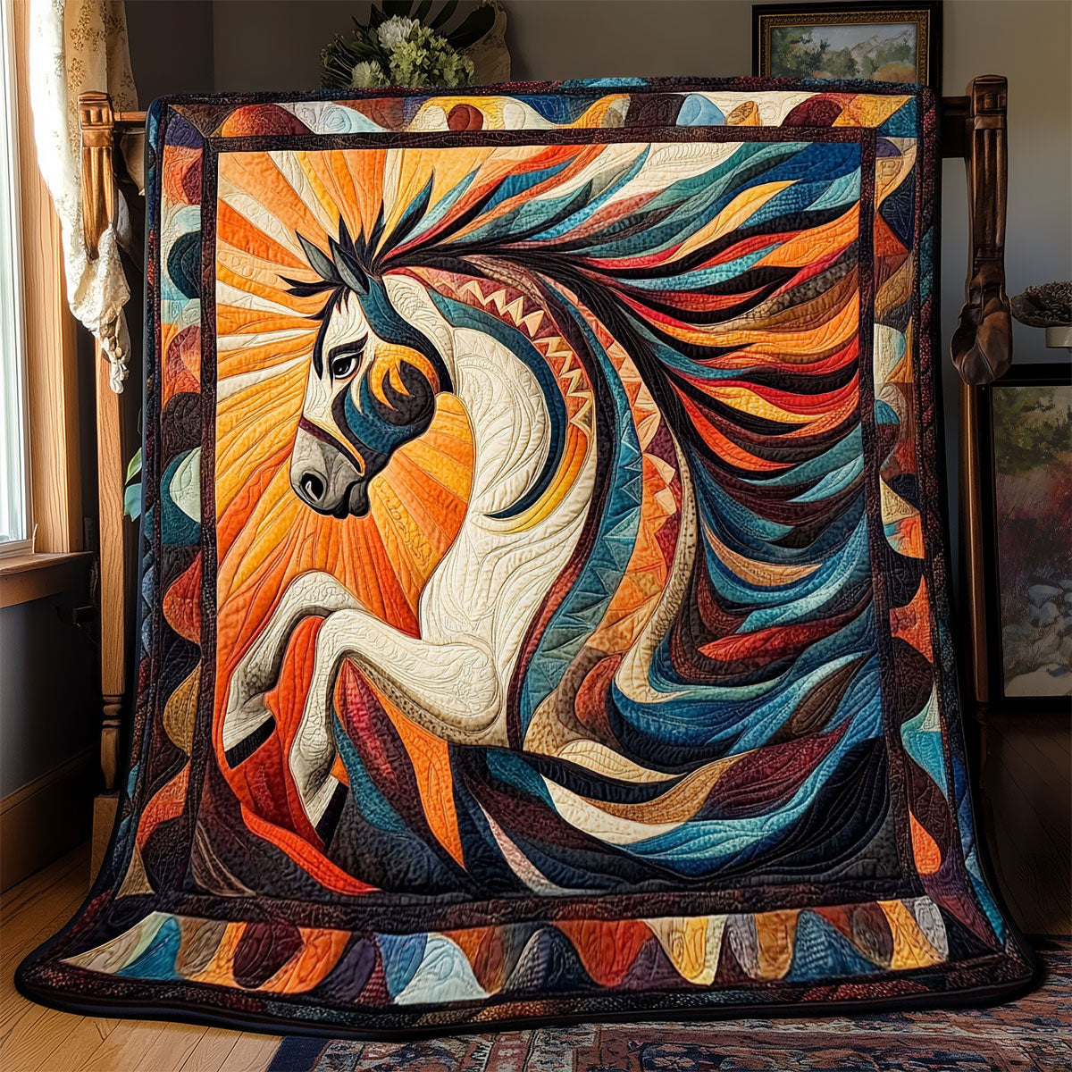 Rynx | Horse Native American Patchwork Blanket