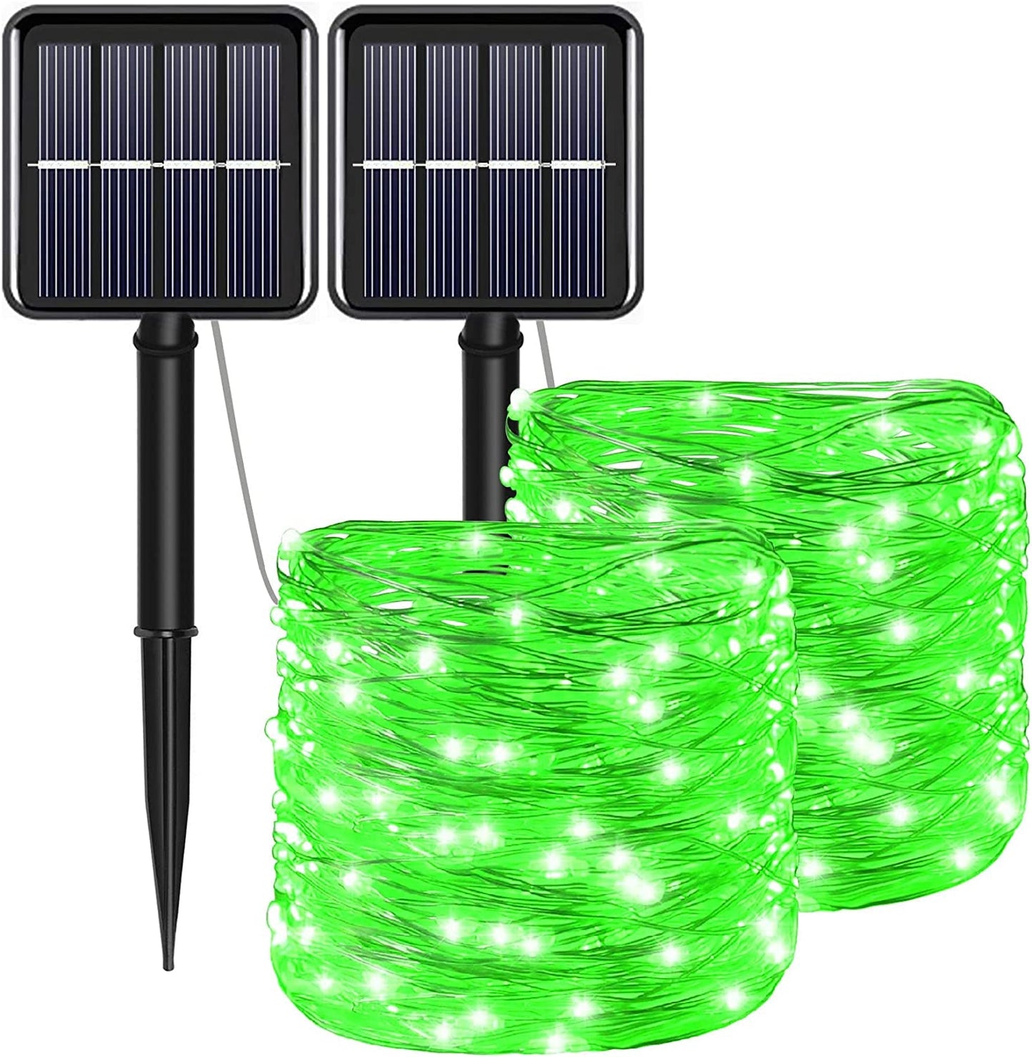 Rynx | July 4 patriotic home decorations outdoor lights - Red White Blue solar string lights, 2-pack each 100 LED 33 feet