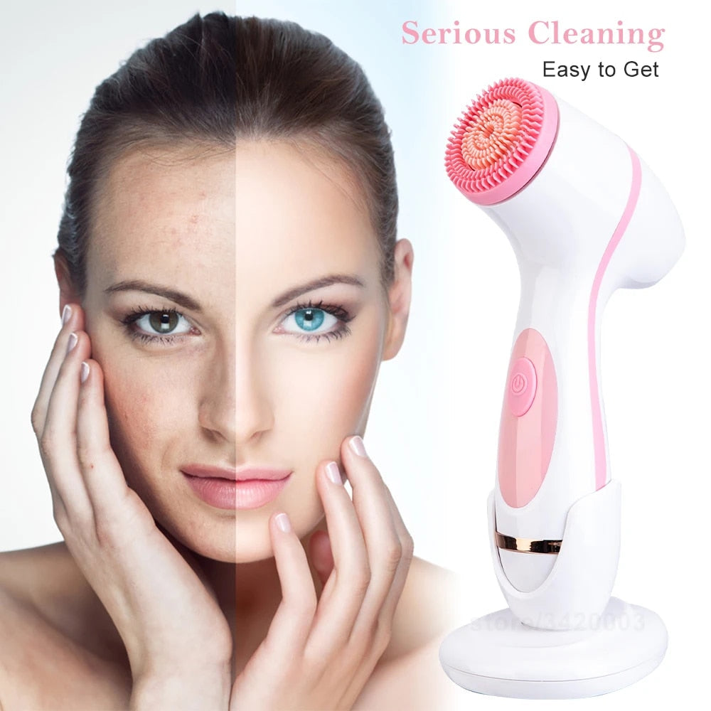 Rynx | 3-in-1 Sonic Rotating Facial Cleansing Brush: Waterproof, Rechargeable & Deep Cleaning Spa System