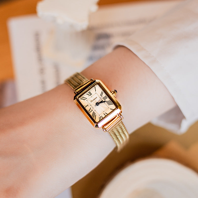 Rynx | Rectangular Milano Mesh Belt Middle Antique Clock