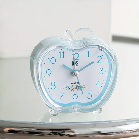 Rynx | Crystal Apple Design Alarm Clock with Built-in Night Light - Stylish, Battery-operated, Round and Modern Design