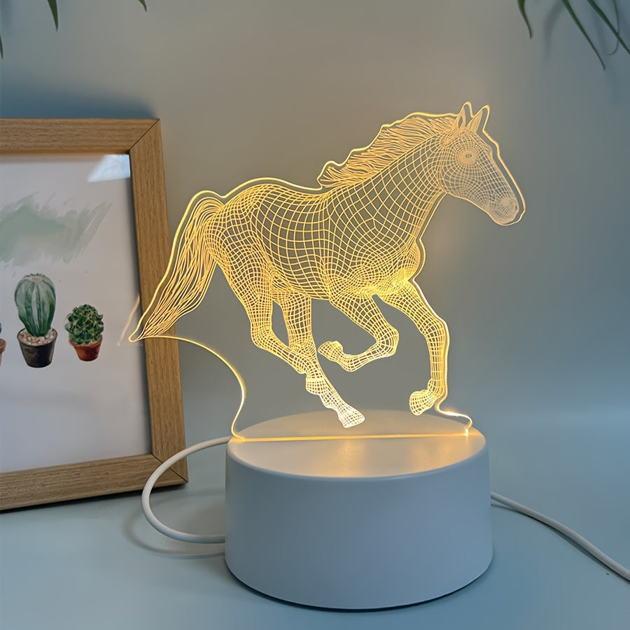 Rynx | DyrLys - Geometric Horse Night Lamp, USB-powered LED Table Lamp