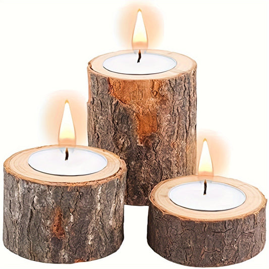 Rynx | 3-piece Set in Wood Candle Holders - 2.5 + 4.2 + 7cm