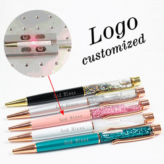 Rynx | 1Pc New Gold Foil Pens Metal Ballpoint Pens Office Birthday Gifts Ballpoint Pen Engraved Names Private Laser Customize Logo Pen