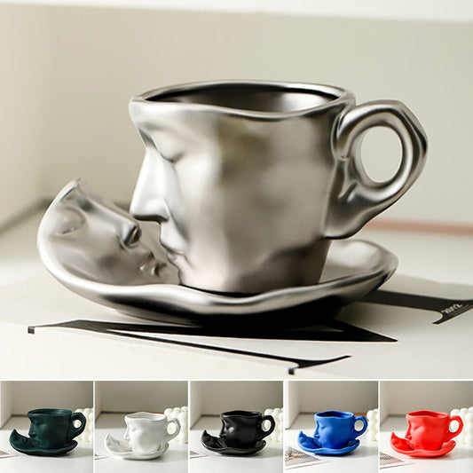 Rynx | Metal touching face, creative ceramic kiss coffee mug