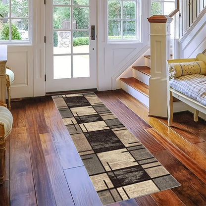 Rynx | Geometric Absorbent Non-Slip Rugs – Stain-Resistant, Waterproof Long Strip Floor Mat, Nordic Corridor Carpet, Anti-Skid Foyer and Hallway Rug, Modern Home Decor