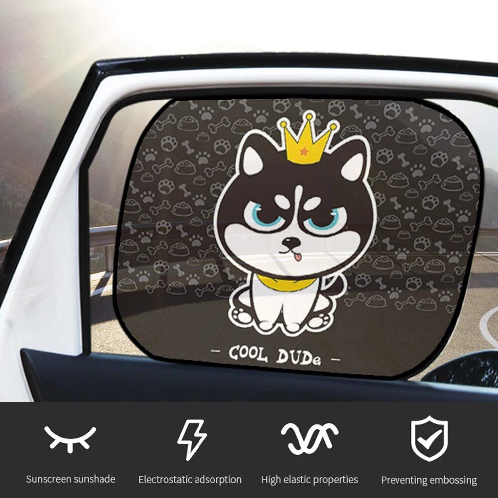 Rynx | Adorable Animal Cartoon Car Window Sunshades - 2PCS, Universal Fit, Anti-UV, Privacy Protection