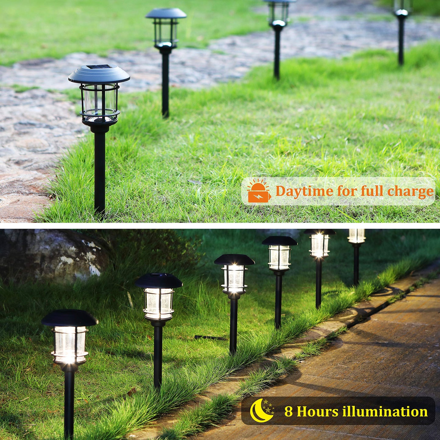 Rynx | Maggift 6 Pack Solar Powered Path Lights, Waterproof Outdoor Landscape Lighting, Warm White