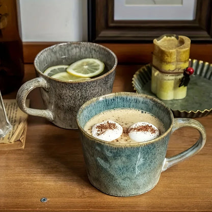 Rynx | 2-piece reactive glaze ceramic mug set, handcrafted stoneware cups for couples, multifunctional insulated tea and milk cup pairs