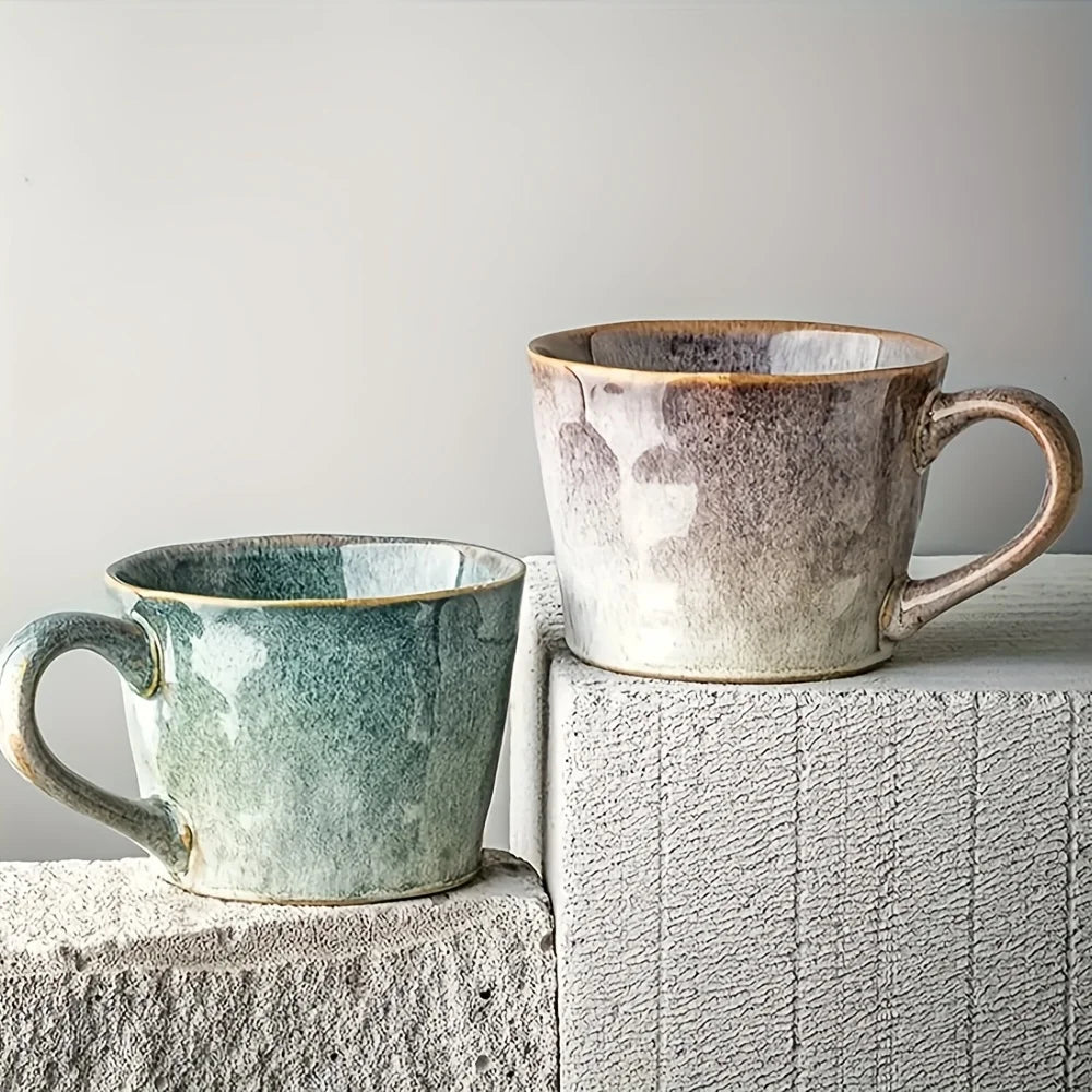 Rynx | 2-piece reactive glaze ceramic mug set, handcrafted stoneware cups for couples, multifunctional insulated tea and milk cup pairs