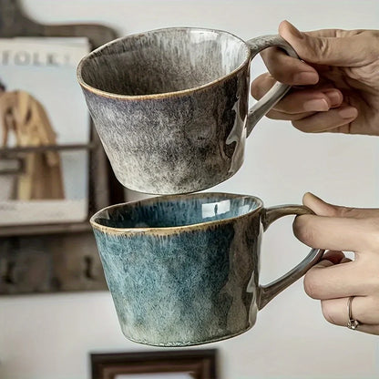Rynx | 2-piece reactive glaze ceramic mug set, handcrafted stoneware cups for couples, multifunctional insulated tea and milk cup pairs
