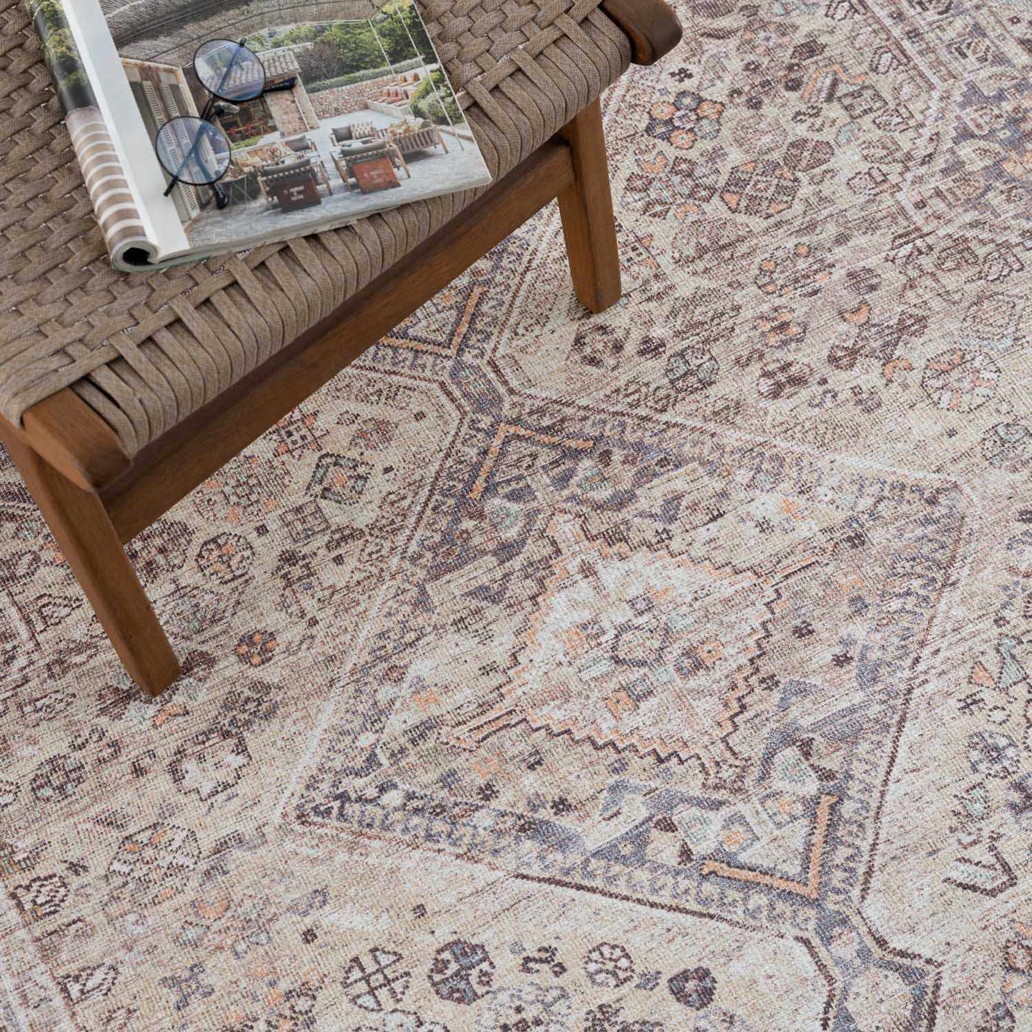 Rynx | Boho Tan Washable Rug