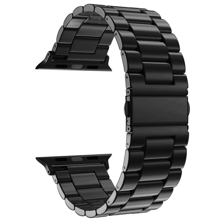Rynx | Folded buckle 3 pearls stainless steel watch strap for Apple Watch Ultra 49mm & Watch Ultra 2 49mm / Series 10 46mm / 9 & 8 & 7 45mm / SE 3 & SE 2 & 6 & SE & 5 & 4 44mm / 3 & 2 & 1 42mm (Black)