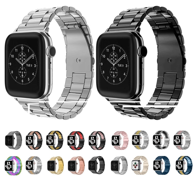Rynx | Folded buckle 3 pearls stainless steel watch strap for Apple Watch Ultra 49mm & Watch Ultra 2 49mm / Series 10 46mm / 9 & 8 & 7 45mm / SE 3 & SE 2 & 6 & SE & 5 & 4 44mm / 3 & 2 & 1 42mm (Black)