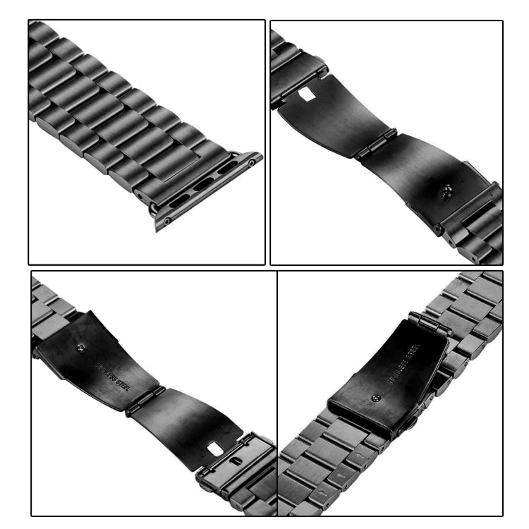 Rynx | Folded buckle 3 pearls stainless steel watch strap for Apple Watch Ultra 49mm & Watch Ultra 2 49mm / Series 10 46mm / 9 & 8 & 7 45mm / SE 3 & SE 2 & 6 & SE & 5 & 4 44mm / 3 & 2 & 1 42mm (Black)