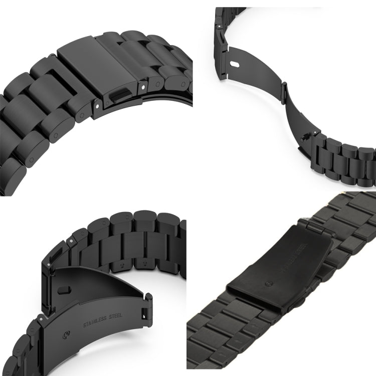 Rynx | Folded buckle 3 pearls stainless steel watch strap for Apple Watch Ultra 49mm & Watch Ultra 2 49mm / Series 10 46mm / 9 & 8 & 7 45mm / SE 3 & SE 2 & 6 & SE & 5 & 4 44mm / 3 & 2 & 1 42mm (Black)