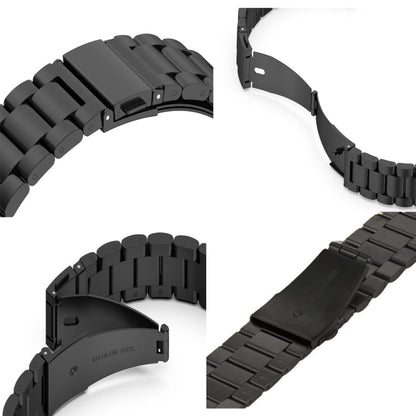 Rynx | Folded buckle 3 pearls stainless steel watch strap for Apple Watch Ultra 49mm & Watch Ultra 2 49mm / Series 10 46mm / 9 & 8 & 7 45mm / SE 3 & SE 2 & 6 & SE & 5 & 4 44mm / 3 & 2 & 1 42mm (Black)