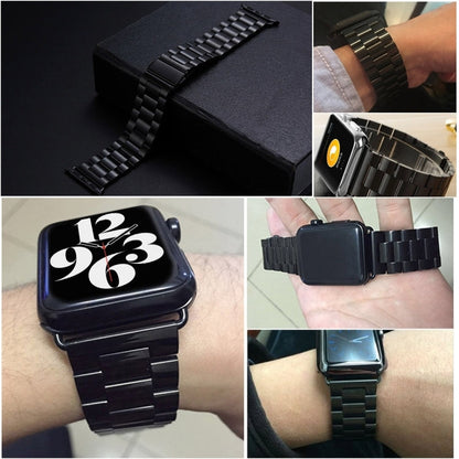 Rynx | Folded buckle 3 pearls stainless steel watch strap for Apple Watch Ultra 49mm & Watch Ultra 2 49mm / Series 10 46mm / 9 & 8 & 7 45mm / SE 3 & SE 2 & 6 & SE & 5 & 4 44mm / 3 & 2 & 1 42mm (Black)
