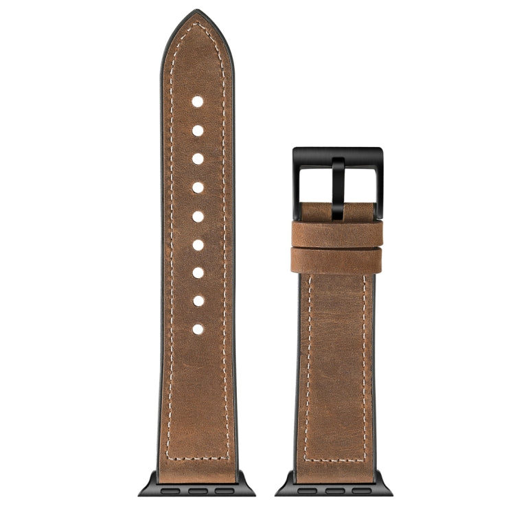 Rynx | Crazy Horse Texture TPU + Stainless Steel Watch Band for Apple Watch Series 7 45mm / 6 & SE & 5 & 4 44mm / 3 & 2 & 1 42mm (Brown)