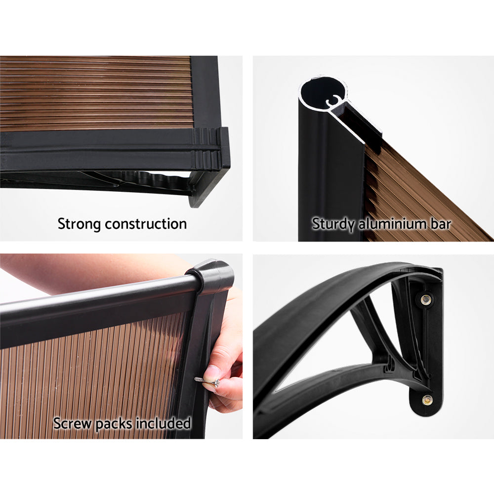 RYNX | Window Door Awning Door Canopy Patio UV Sun Shield BROWN  DIY