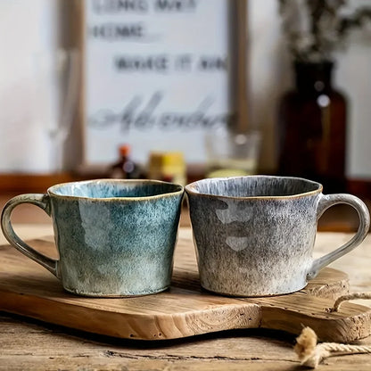 Rynx | 2-piece reactive glaze ceramic mug set, handcrafted stoneware cups for couples, multifunctional insulated tea and milk cup pairs