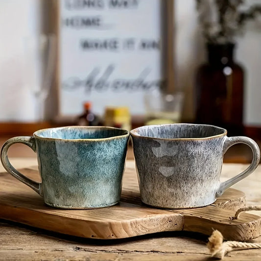 Rynx | 2-piece reactive glaze ceramic mug set, handcrafted stoneware cups for couples, multifunctional insulated tea and milk cup pairs