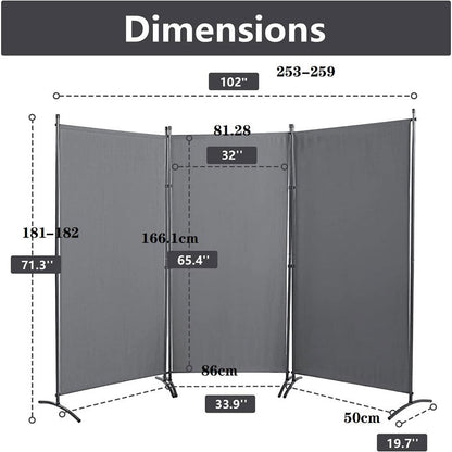 Rynx | Indoor Room Divider, Portable Office Partition, Room Divider Wall Screen 3 Pieces, Folding Partition Privacy Screen Wall