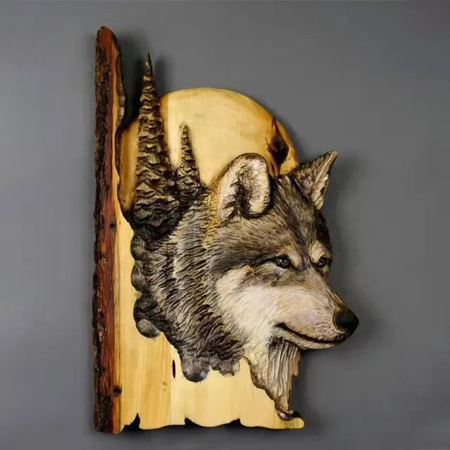 Rynx | WildCraft - Wall art with carved animals made of wood for rustic home decor