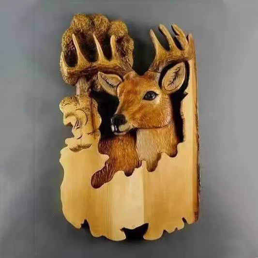 Rynx | WildCraft - Wall art with carved animals made of wood for rustic home decor