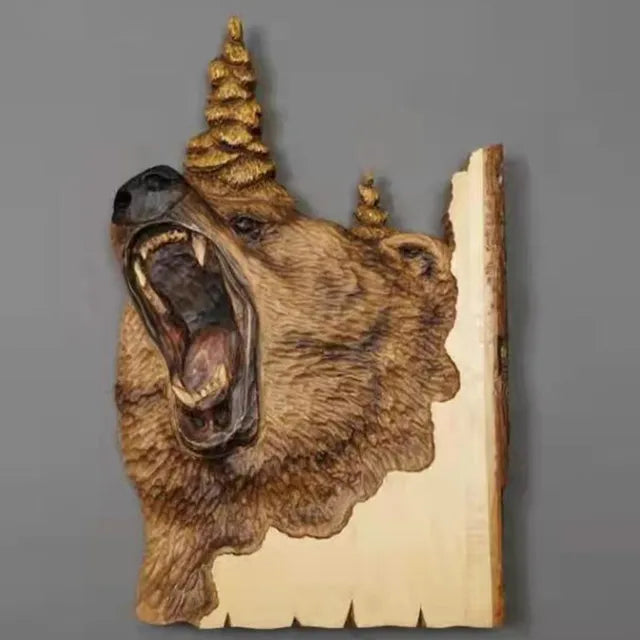 Rynx | WildCraft - Wall art with carved animals made of wood for rustic home decor