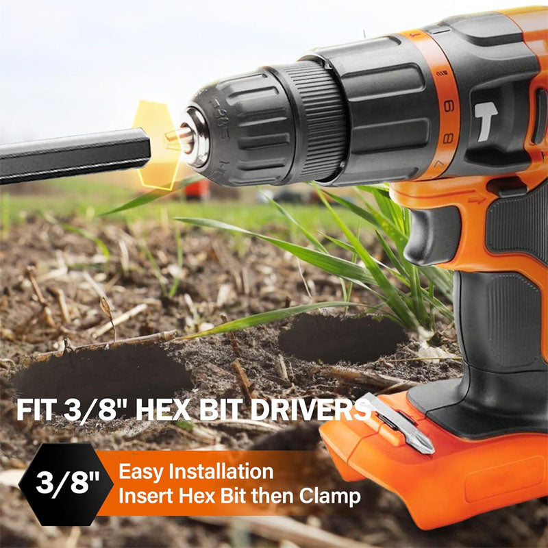 Rynx | Auger Drill Bit for Planting Set of 4 for 3/8" Hex Drive Drill for Post Hole Digger Bulb Bedding Digging Plant Rapid Planter