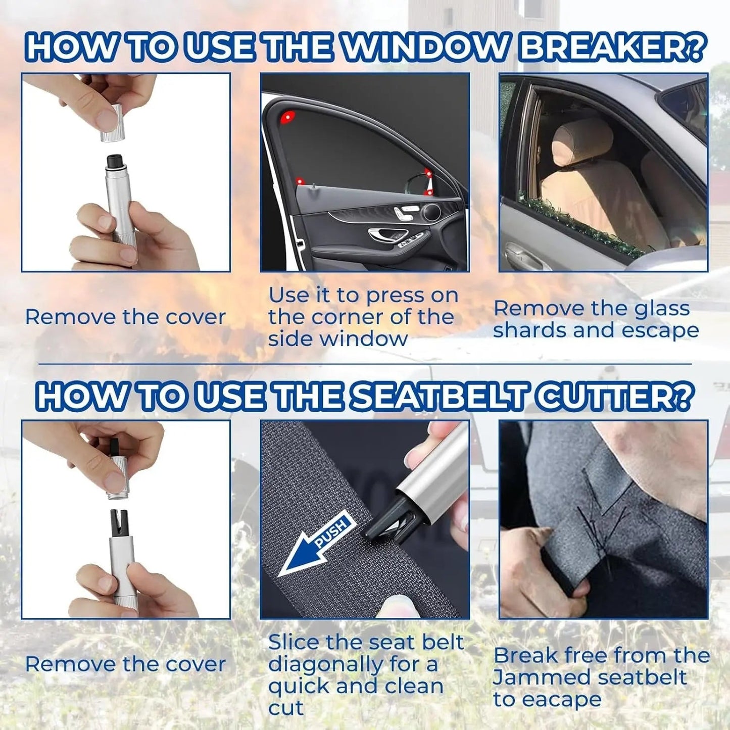 Rynx | Auto emergency hammer with glass breaker – Reliable & life-saving in an emergency