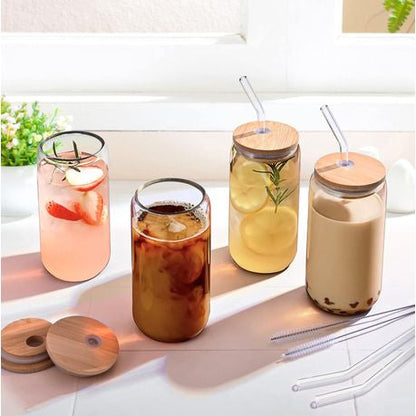 Rynx | Drinking Glass Set/Smoothie 4pcs Bamboo Lid