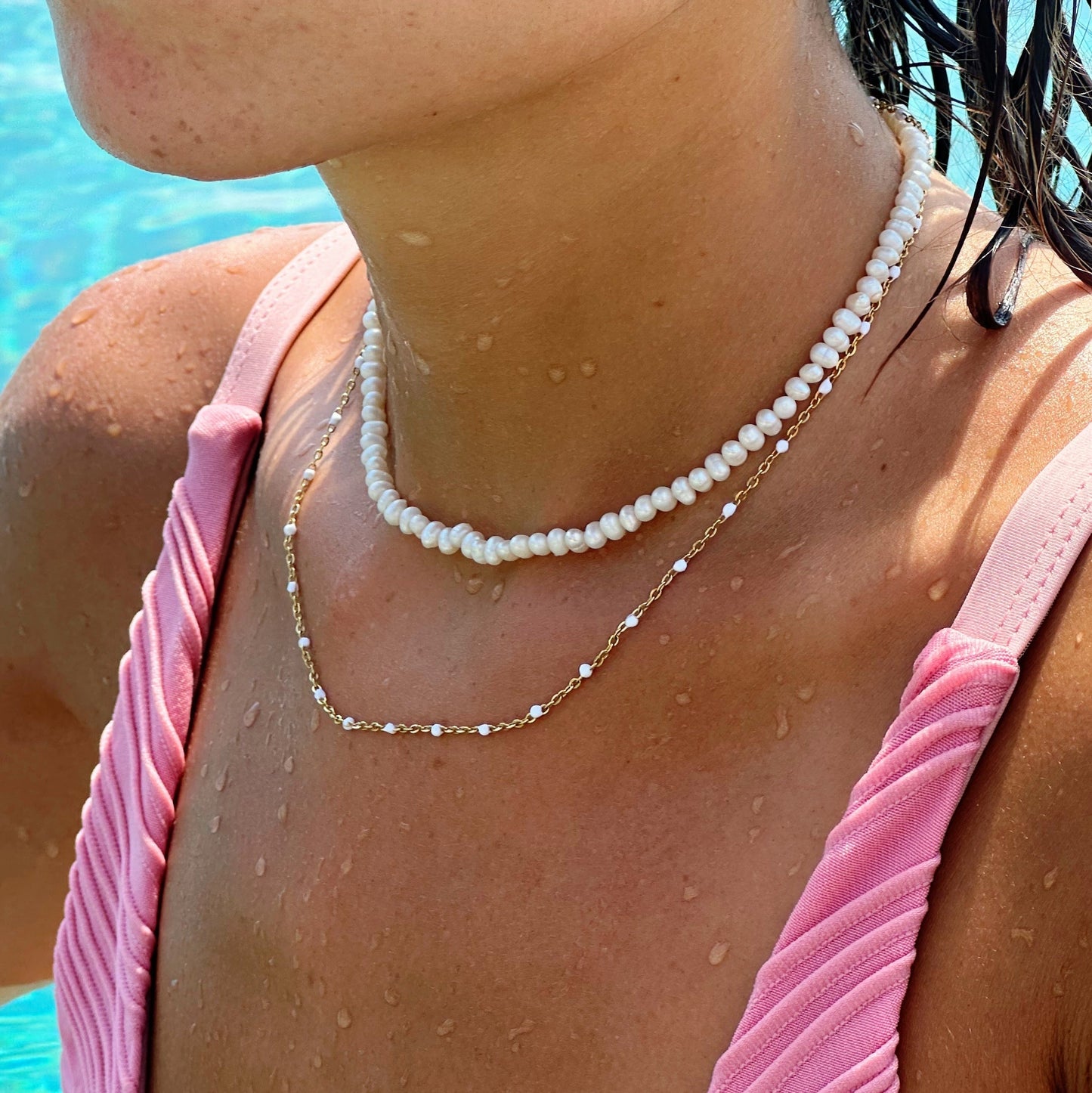 RYNX | Choker with Shining White Enamel Beads - Aurielle
