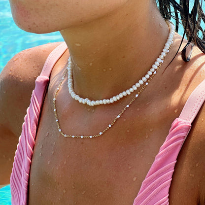 RYNX | Choker with Shining White Enamel Beads - Aurielle