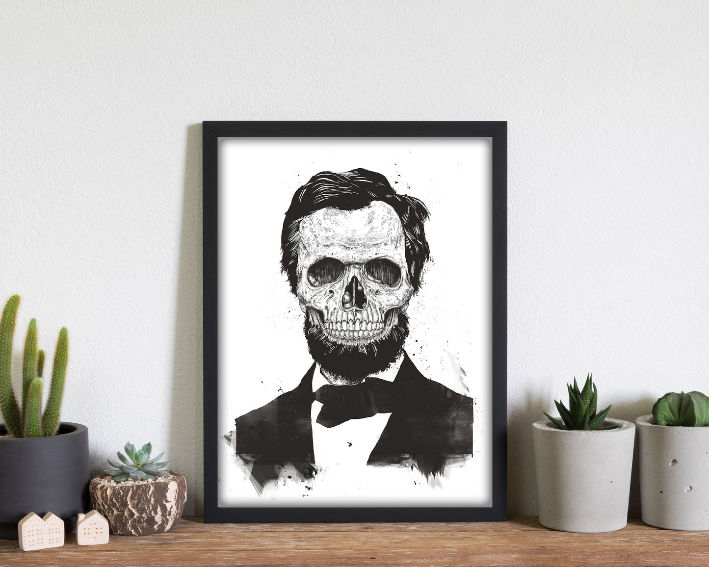 Rynx | Dead Lincoln Skull B&W Modern Art Print by Balaz Solti