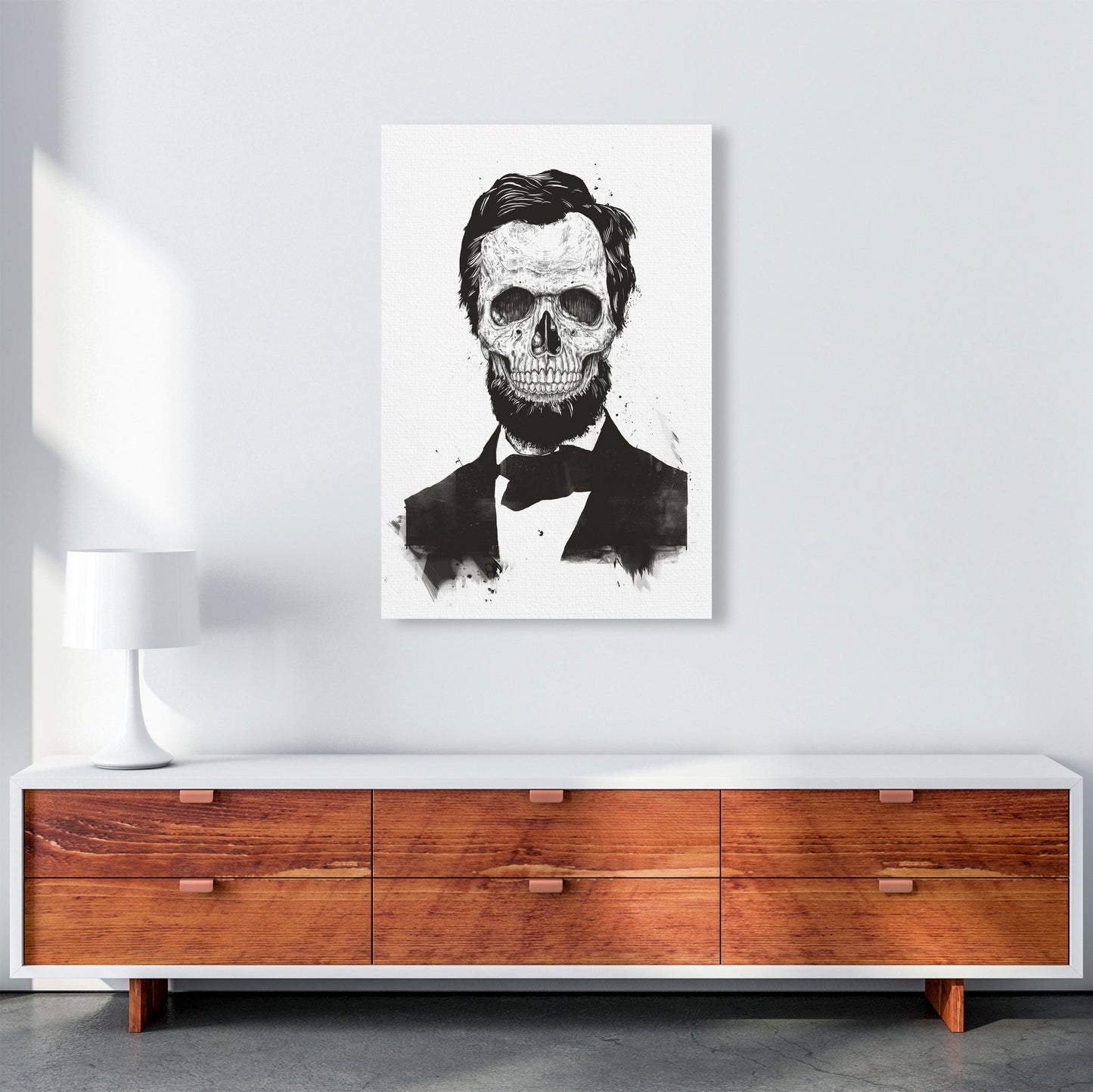 Rynx | Dead Lincoln Skull B&W Modern Art Print by Balaz Solti