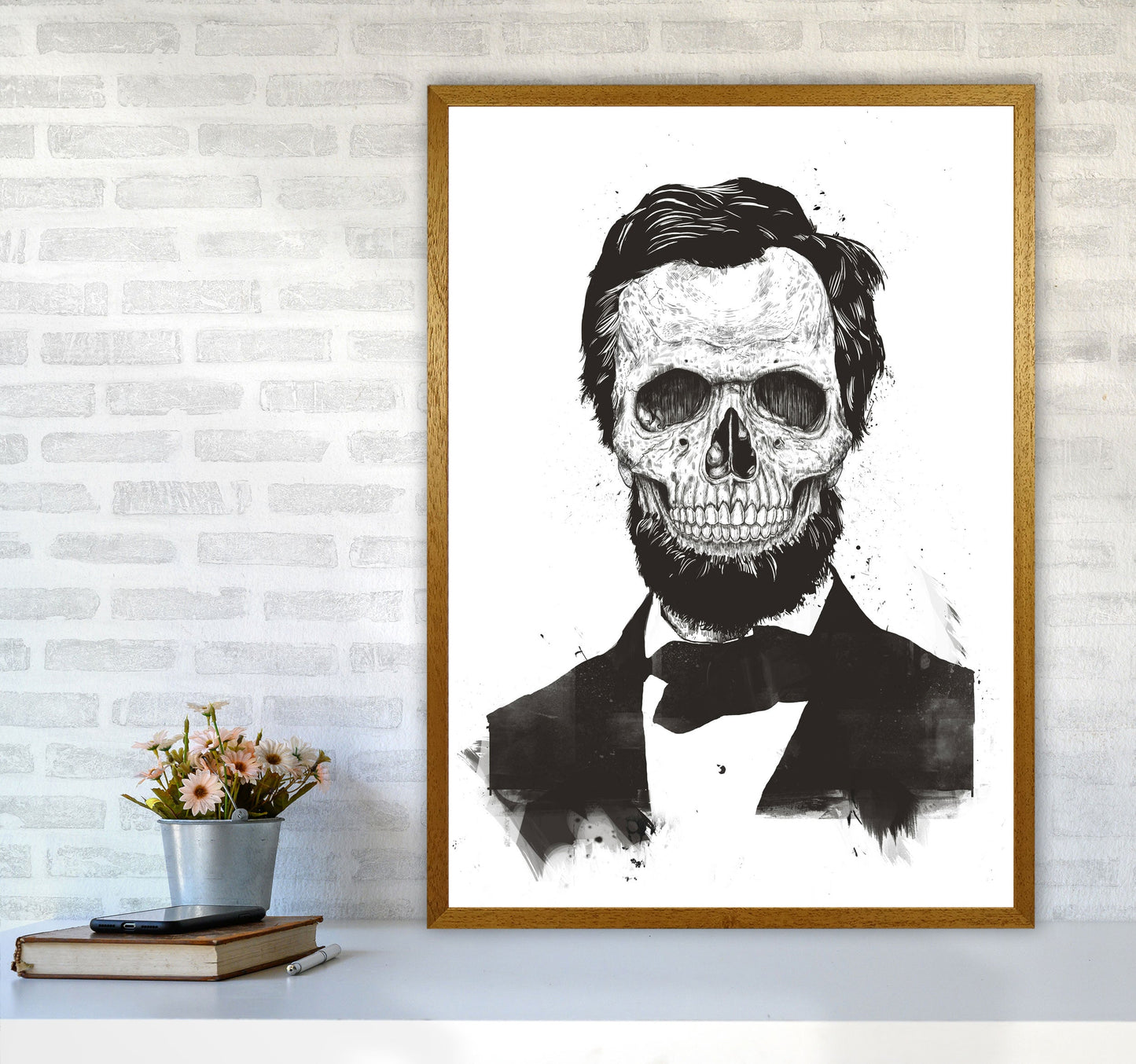 Rynx | Dead Lincoln Skull B&W Modern Art Print by Balaz Solti