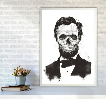 Rynx | Dead Lincoln Skull B&W Modern Art Print by Balaz Solti