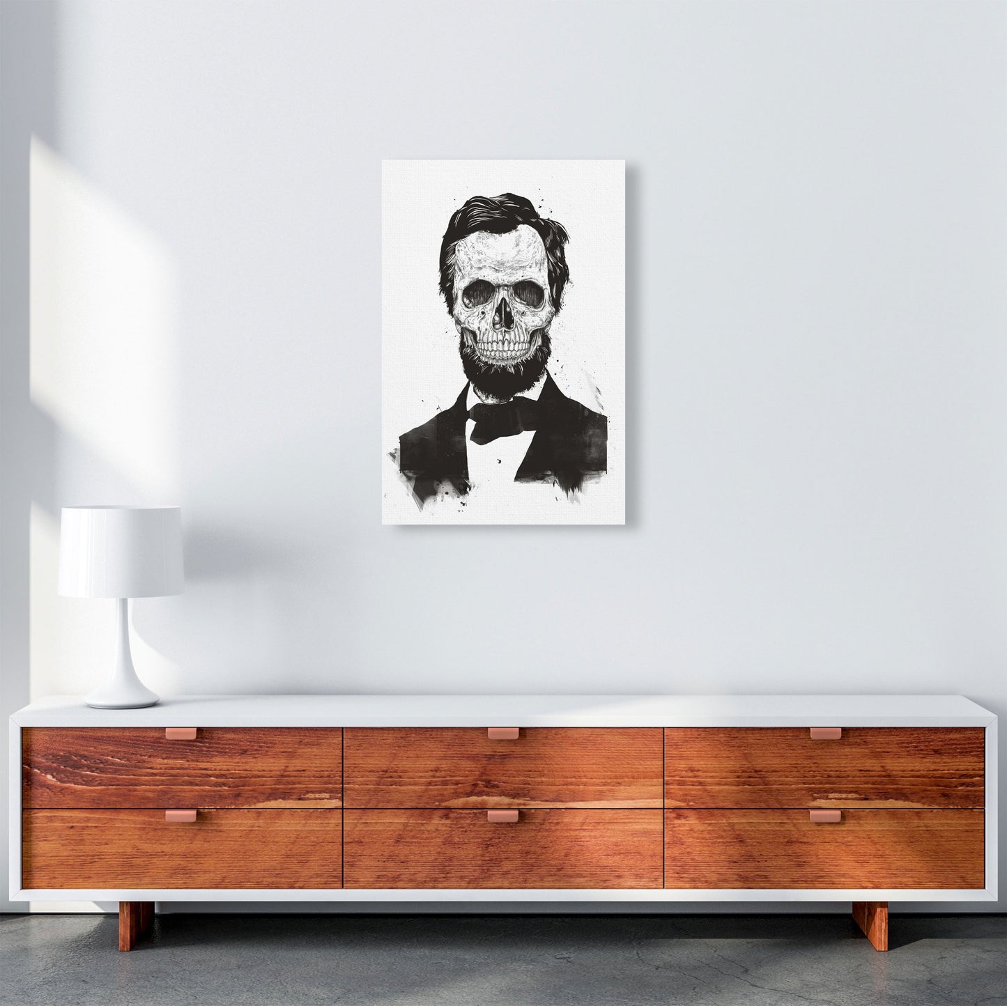 Rynx | Dead Lincoln Skull B&W Modern Art Print by Balaz Solti