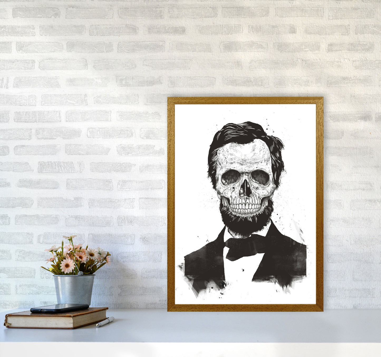 Rynx | Dead Lincoln Skull B&W Modern Art Print by Balaz Solti